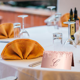 Ro glitter droppar  med monogram initialt i guld placeringskort