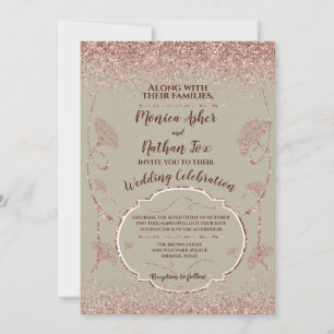 Ro Glitter Gingko Löv om Grått Mist