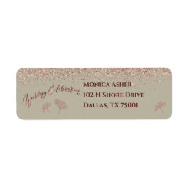 Ro Glitter Gingko Löv om Grått Mist Returadress Etikett