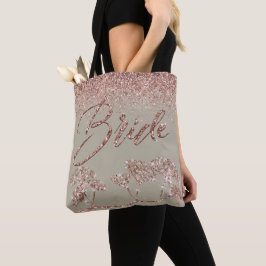 Ro Glitter Gingko på Grått Mist Bride Tygkasse