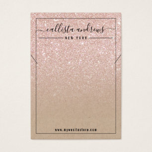 Ro Glitter Kraft Necklace Visning Card för Guld Visitkort