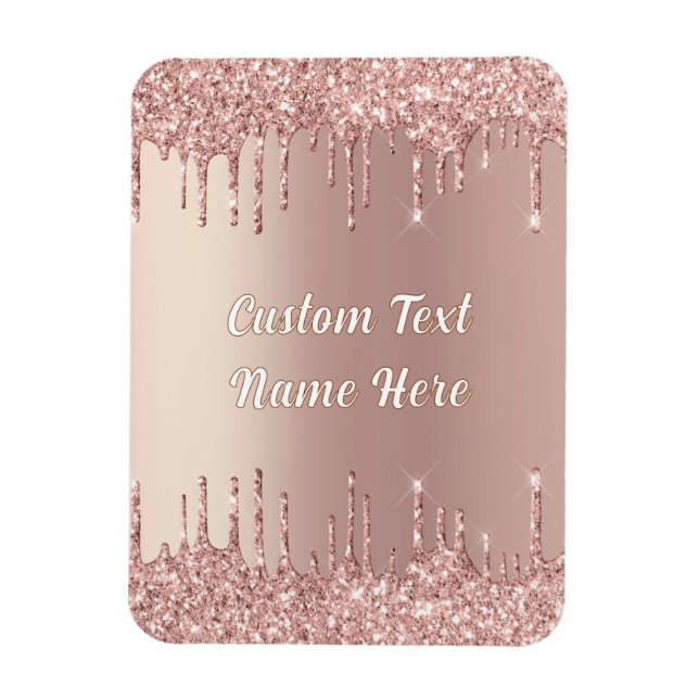 Ro Glitter Magnet med Anpassningsbar Text Namn (Vertikal)