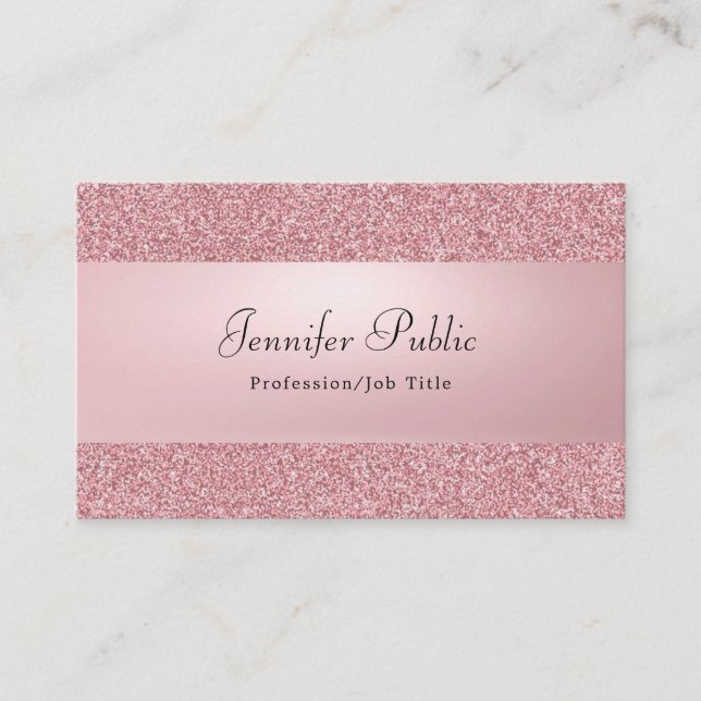 Ro Glitter, modern Elegant, handskriven Namn Visitkort (Framsida)