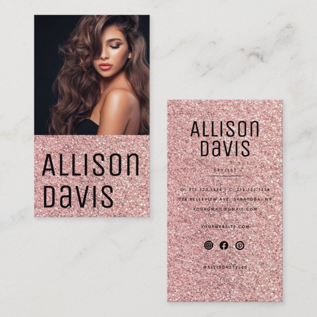 Ro Glitter Modern minimalistisk, enkel Visitkort (Fram/baksida)