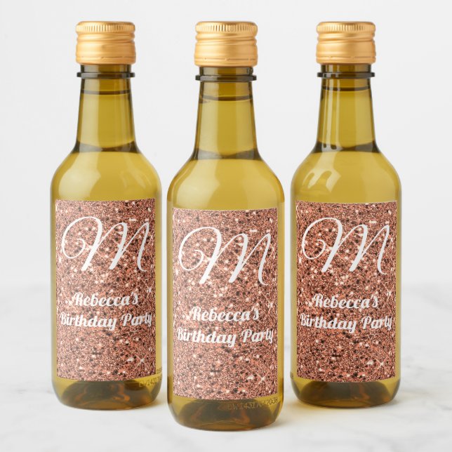 Ro Glitter Monogram-partiet är för Mini Flaska Vinetikett (Flaskor)