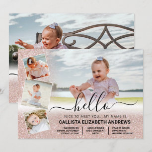 Ro Glitter Ombre Birth Photo Collage Meddelande