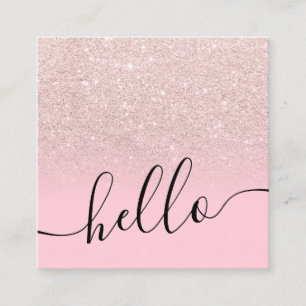 ro glitter ombre candy rosa hej fyrkantigt visitkort