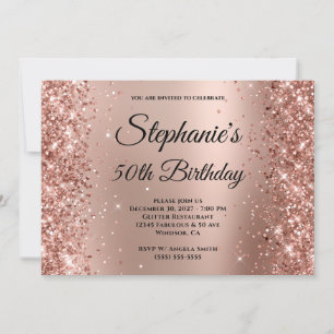 Ro Glitter Ombre Monogrammed 50:e födelsedagen Inbjudningar