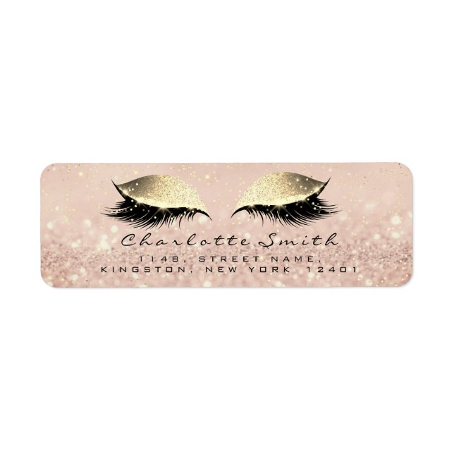Ro Glitter OSA Returadress Öga Lash Makeup Etikett (Framsidan)