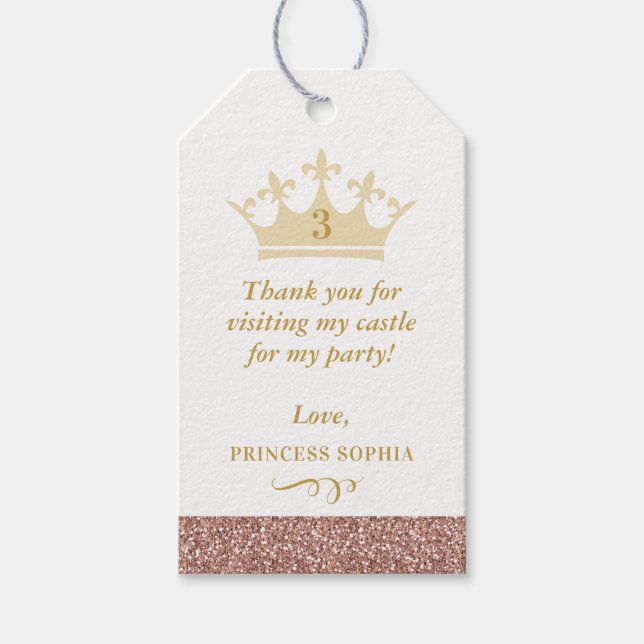 Ro Glitter Princess Krona Favor Presentetikett (Framsidan)