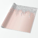 Ro glitter rosa silver gnistra jul vid guldet presentpapper<br><div class="desc">Elegant,  klassisk,  glamorös och feminin stil party som är papper. En gigantisk rosa,  ro guld-bakgrund som dekoreras med faux ro guld och silver glitter. Perfekt för en julklapp.</div>