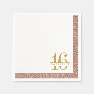 Ro Glitter Sweet 16:e födelsedagen Namn Napkins Pappersservett