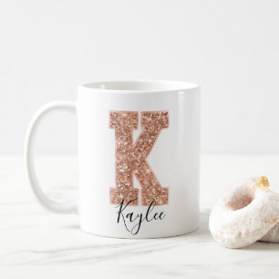Ro Glitter Varsity Brev Monogram K Kaffemugg