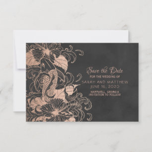 Ro Gold Foil Blommigt Koi Bröllop spara datum Datumet