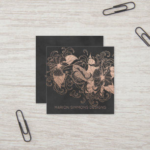 Ro Gold Foil Blommigt Koi Square Business Fyrkantigt Visitkort