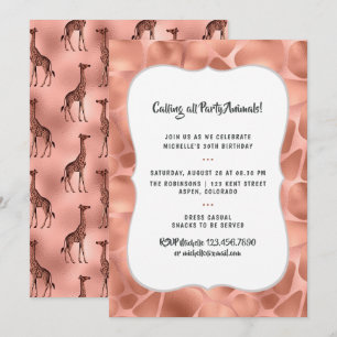 Ro Gold Foil Giraffe any age Birthday Inbjudningar