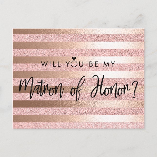 Ro Gold Foil & Glitter Matron of Honor Frieri Vykort (Framsida)
