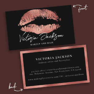 Ro Gold Foil Läppar Modern Elegant Black Beauty Visitkort