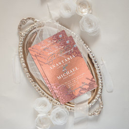 Ro Gold Foil Luxury Glam Elegant Snyggt Bröllop Inbjudningar