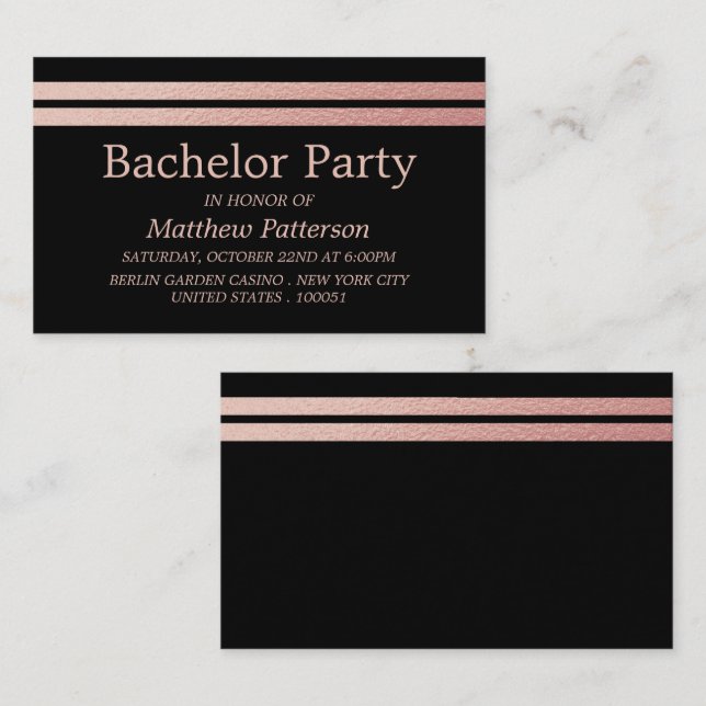 Ro Gold Foil Rand Bachelor Party Biljett (Fram/baksida)