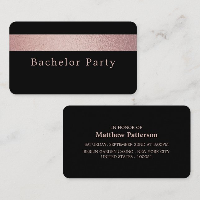 Ro Gold Foil Rand, Bachelor Party Biljett (Fram/baksida)
