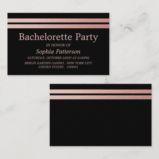 Ro Gold Foil Rand Bachelorette Party Biljett (Fram/baksida)