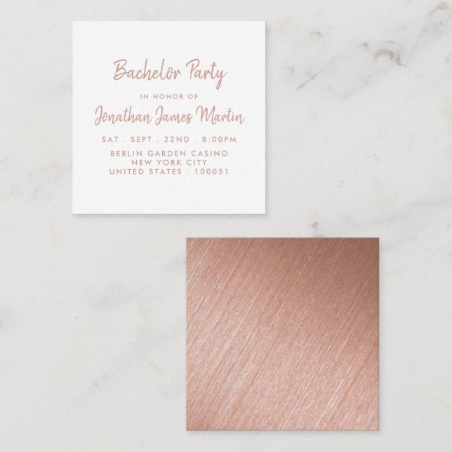 Ro Gold Foil & Script Bachelor Party Biljett (Fram/baksida)