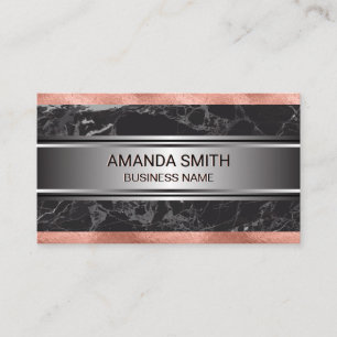 Ro Gold Foil Trim Black Marble Silver Metallic Visitkort