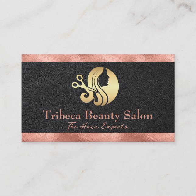 Ro Gold Foil Trim | Läder | Salon Logotyp Visitkort (Framsida)