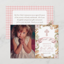 Ro | Grasses Blommigt Girl First Heliga Communion Tack Kort
