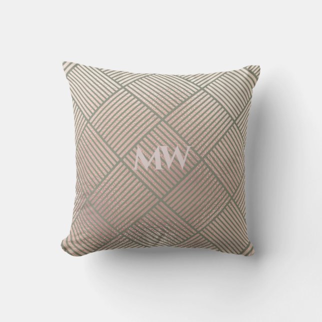 Ro Grått Geometric Monogram Mönster Dekorativ kudd Kudde (Framsida)