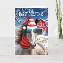 Ro Grått Horse Funny MAREy God jul Helgkort