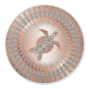 Ro Grått Turtle och Mandala keramiska knop Knopp