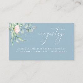 Ro Greenery Elegant Dusty Blue Bröllop Register Tilläggskort