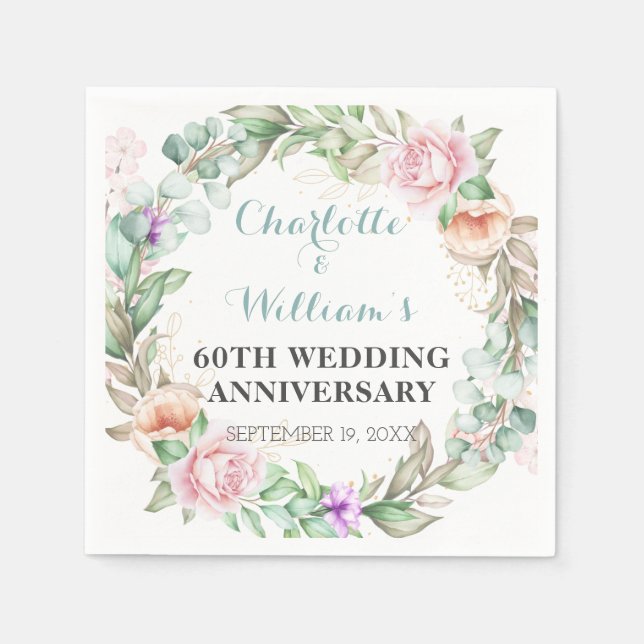 Ro Grey 60:e Diamond Bröllop-årsdagen Pappersservett (Framsidan)