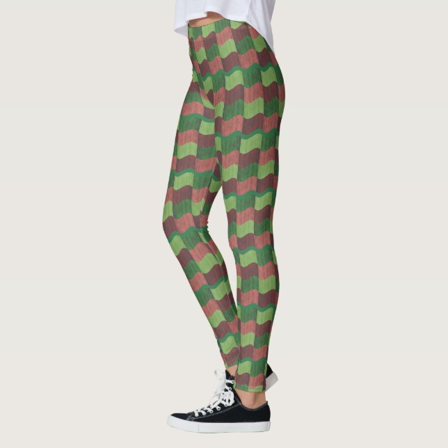 "Ro & Grönt Flagga Shape Print" Yoga Leggings" Leggings (Vänster)