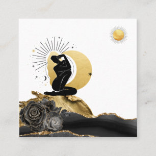 *~* Ro gudinna Black Guld Måne Sol Fyrkantigt Visitkort