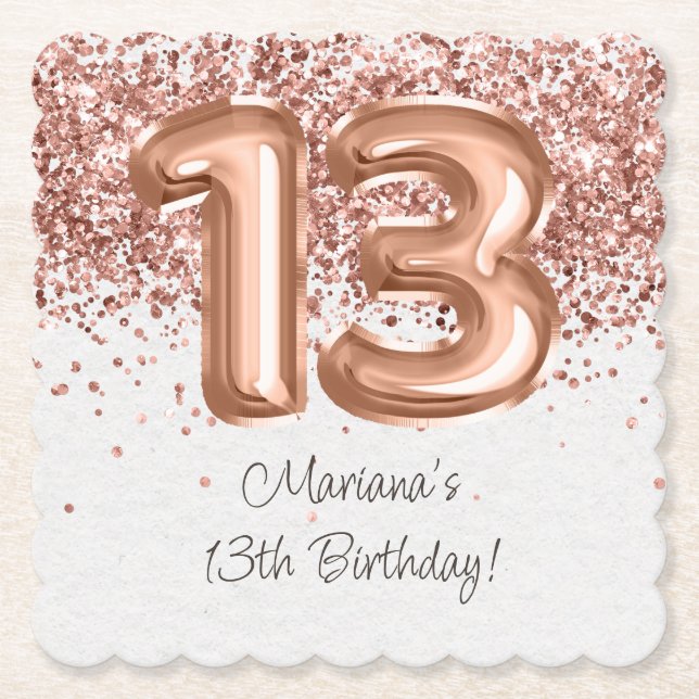 Ro Guld 13:e Födelsedagsfesten Underlägg Papper (Framsida)