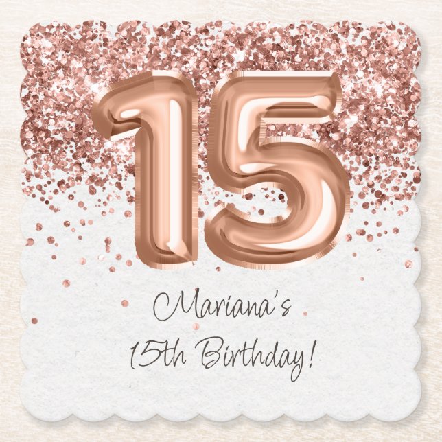 Ro Guld 15:e Födelsedagsfesten Underlägg Papper (Framsida)