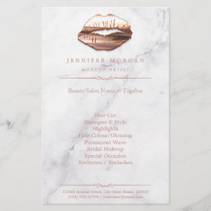 Ro Guld 3D Läppar Marble Struktur Beauty Salon Flygblad