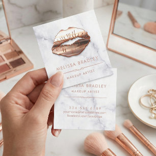 Ro Guld 3D Läppar Marble Watch Makeup Artist Fyrkantigt Visitkort
