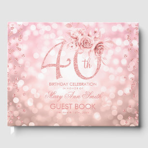 Ro Guld 40:e födelsedag Blommigt Glam Ljus Gästböcker