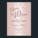 Ro Guld 40:e födelsedag Party Inbjudningar<br><div class="desc">Fågelpartiets 40:e inbjudan till Elegant med faux glitter ro guld och folieeffekt. Sparkade glitter-diamanter konfigurerar och snyggtar typsnittet inbjudan. Glam  rosa och vit. Skål till 40 år! Berätta om du behöver anpassa dig ytterligare.</div>
