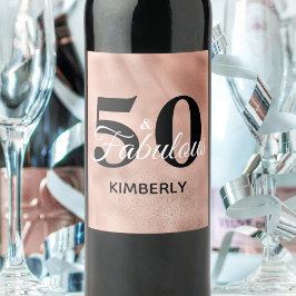 Ro Guld 50 och Fabulous Birthday Personlig Vinflaska Etikett