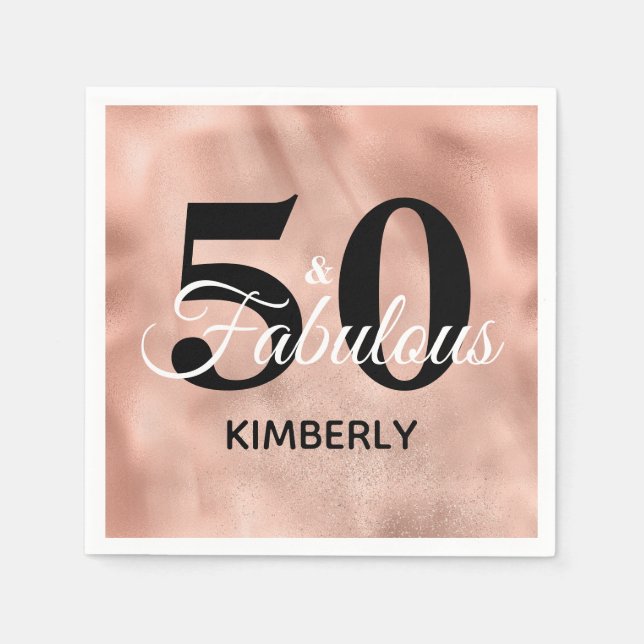 Ro Guld 50 och Fabulous Glam Födelsedagsfest Pappersservett (Framsidan)