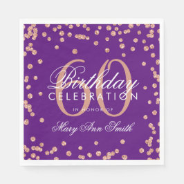 Ro Guld 60:e födelsedag Glitter Konfetti Lila Pappersservett