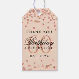 Ro Guld  60:e födelsedagskonfetti Tack Presentetikett