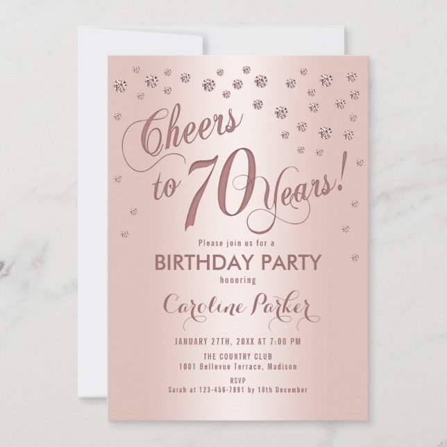 Ro Guld 70:e Födelsedagsfesten Inbjudningar (Framsida)