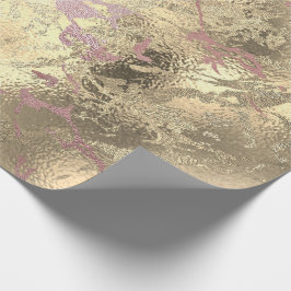 Ro Guld Abstrakt Sepia Marble Shiny Metall Lux Presentpapper