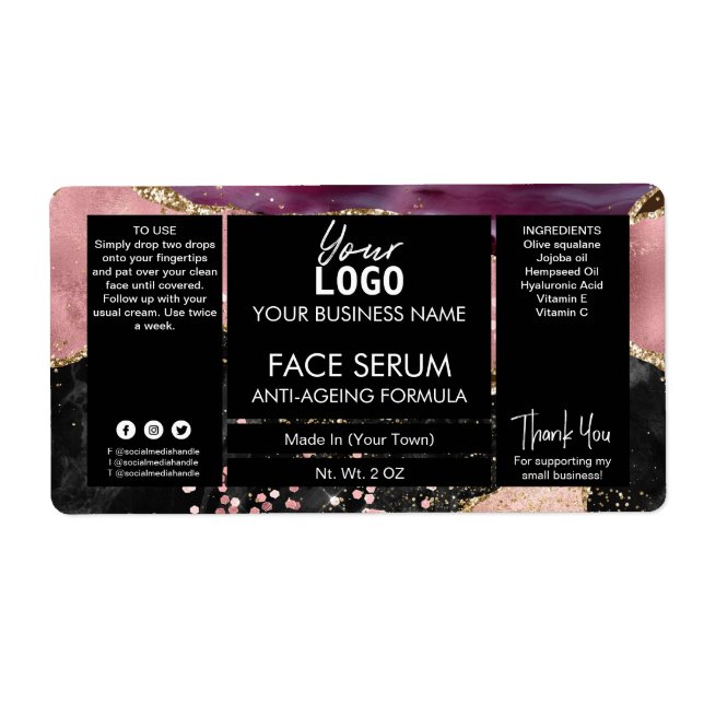 Ro Guld agate Ansikte och hair oil-serum Fraktsedel (Framsidan)